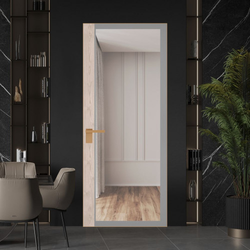 Межкомнатная дверь ProfilDoors 6 AGK цвет Планибель серый прокрас вставка Каштан светлый кромка Золото