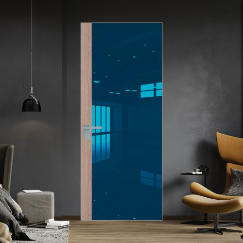 Межкомнатная дверь ProfilDoors 6 AGK цвет Зеркало Blue вставка Дуб Сонома кромка Серебро
