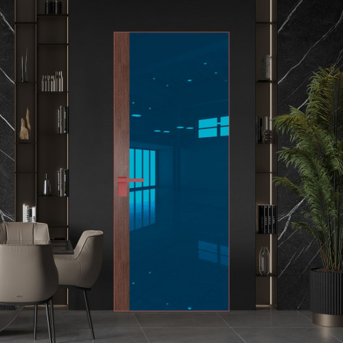 Межкомнатная дверь ProfilDoors 6 AGK цвет Зеркало Blue вставка Дуб Тобакко кромка Красный антрацит