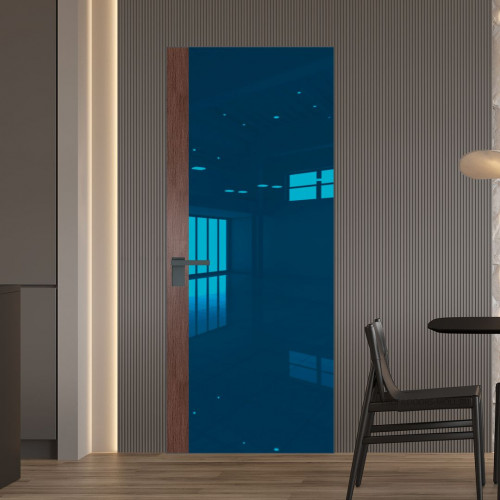 Межкомнатная дверь ProfilDoors 6 AGK цвет Зеркало Blue вставка Дуб Тобакко кромка Серая ночь