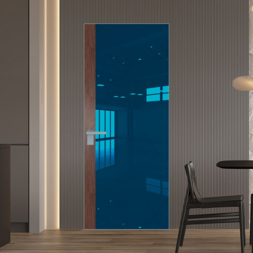 Межкомнатная дверь ProfilDoors 6 AGK цвет Зеркало Blue вставка Дуб Тобакко кромка Серебро