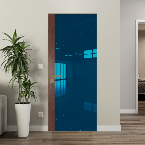 Межкомнатная дверь ProfilDoors 6 AGK цвет Зеркало Blue вставка Дуб Тобакко кромка Шампань