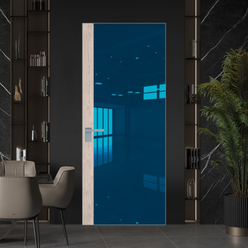Межкомнатная дверь ProfilDoors 6 AGK цвет Зеркало Blue вставка Каштан светлый кромка Матовая