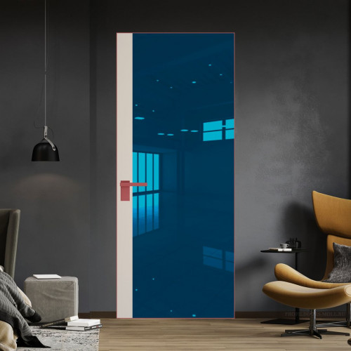 Межкомнатная дверь ProfilDoors 6 AGK цвет Зеркало Blue вставка Кремовая Магнолия кромка Красный антрацит
