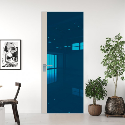Межкомнатная дверь ProfilDoors 6 AGK цвет Зеркало Blue вставка Кремовая Магнолия кромка Матовая