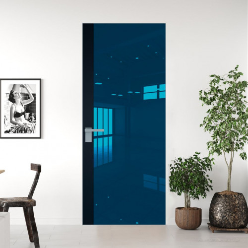 Межкомнатная дверь ProfilDoors 6 AGK цвет Зеркало Blue вставка Нэви Блу кромка Серебро