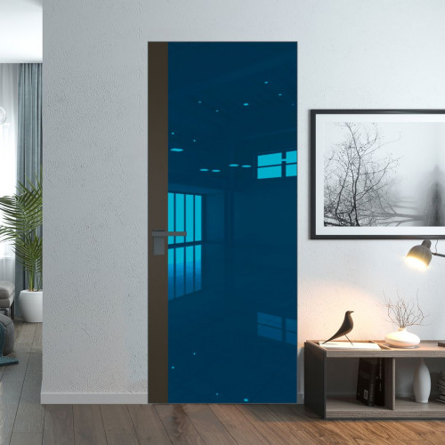 Межкомнатная дверь ProfilDoors 6 AGK цвет Зеркало Blue вставка Перламутр бронза кромка Серая ночь