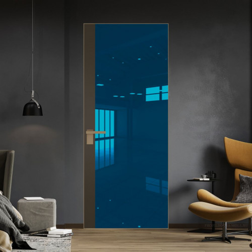 Межкомнатная дверь ProfilDoors 6 AGK цвет Зеркало Blue вставка Перламутр бронза кромка Шампань