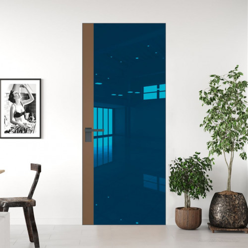 Межкомнатная дверь ProfilDoors 6 AGK цвет Зеркало Blue вставка Перламутр золото кромка Серая ночь