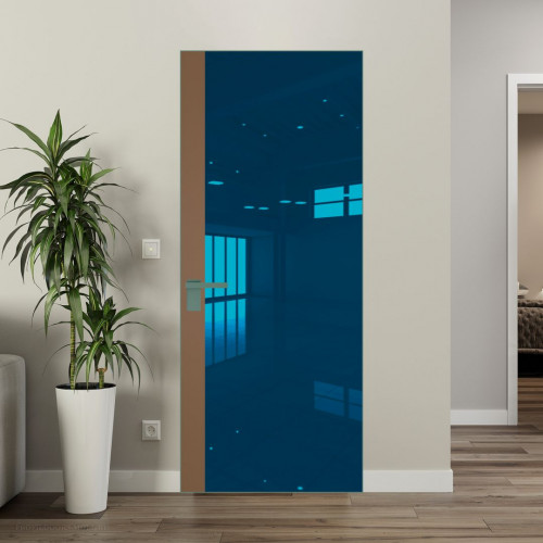 Межкомнатная дверь ProfilDoors 6 AGK цвет Зеркало Blue вставка Перламутр золото кромка Зеленый воск