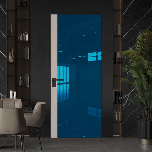 Межкомнатная дверь ProfilDoors 6 AGK цвет Зеркало Blue вставка Сэнд кромка Черный матовый