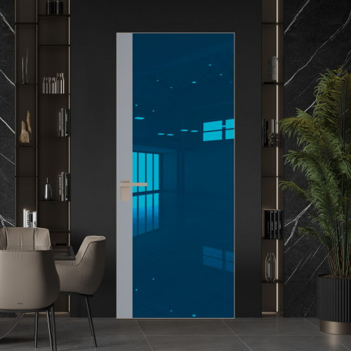 Межкомнатная дверь ProfilDoors 6 AGK цвет Зеркало Blue вставка Смоки кромка Никель матовый