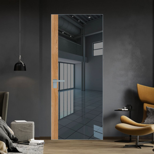 Межкомнатная дверь ProfilDoors 6 AGK цвет Зеркало Grey вставка Дуб Карамель кромка Матовая