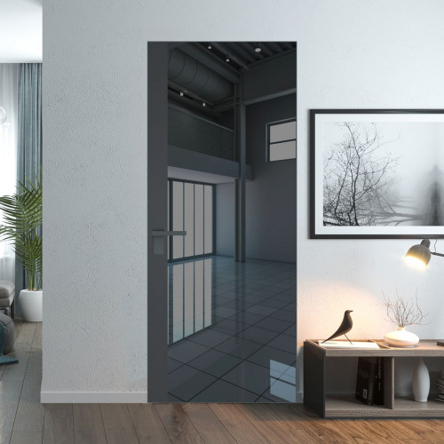 Межкомнатная дверь ProfilDoors 6 AGK цвет Зеркало Grey вставка Графит кромка Серая ночь