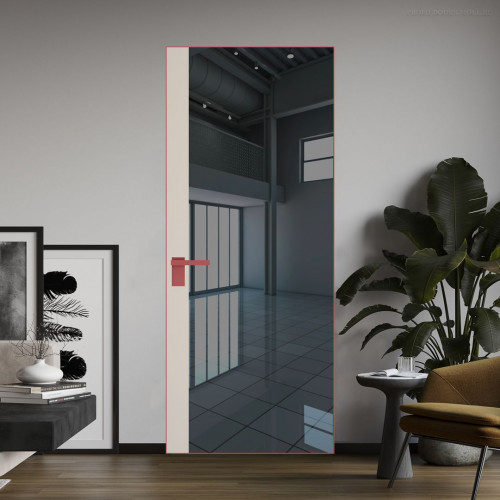 Межкомнатная дверь ProfilDoors 6 AGK цвет Зеркало Grey вставка Кремовая Магнолия кромка Красный антрацит