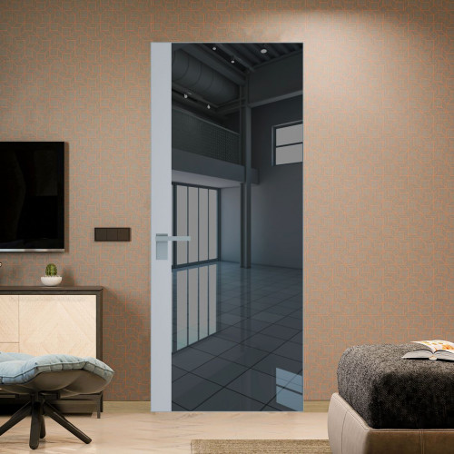 Межкомнатная дверь ProfilDoors 6 AGK цвет Зеркало Grey вставка Лайт Грей кромка Серебро