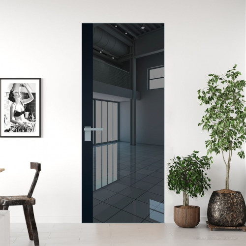 Межкомнатная дверь ProfilDoors 6 AGK цвет Зеркало Grey вставка Нэви Блу кромка Серебро