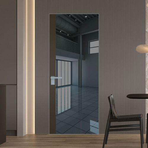 Межкомнатная дверь ProfilDoors 6 AGK цвет Зеркало Grey вставка Перламутр бронза кромка Матовая
