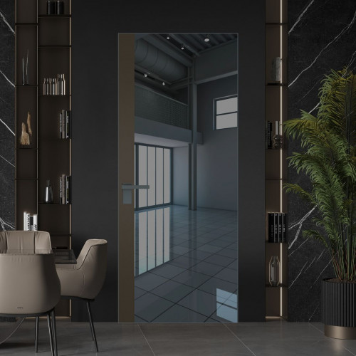 Межкомнатная дверь ProfilDoors 6 AGK цвет Зеркало Grey вставка Перламутр бронза кромка Серая ночь