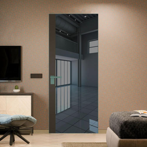 Межкомнатная дверь ProfilDoors 6 AGK цвет Зеркало Grey вставка Перламутр бронза кромка Зеленый воск