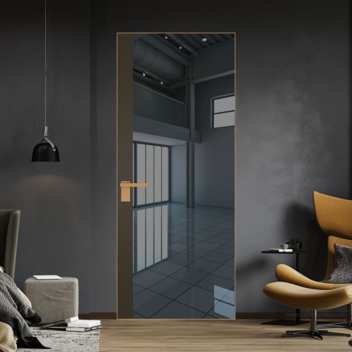 Межкомнатная дверь ProfilDoors 6 AGK цвет Зеркало Grey вставка Перламутр бронза кромка Золото