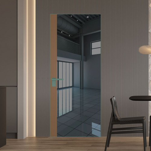 Межкомнатная дверь ProfilDoors 6 AGK цвет Зеркало Grey вставка Перламутр золото кромка Зеленый воск