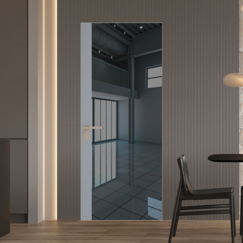 Межкомнатная дверь ProfilDoors 6 AGK цвет Зеркало Grey вставка Смоки кромка Никель матовый