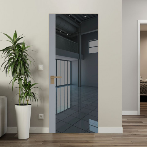 Межкомнатная дверь ProfilDoors 6 AGK цвет Зеркало Grey вставка Смоки кромка Шампань