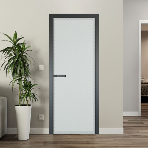 Межкомнатная дверь ProfilDoors 1 AGN стекло Град профиль Серая ночь короб с наличником