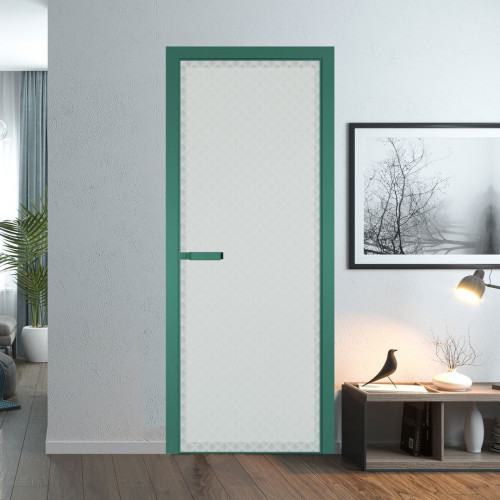 Межкомнатная дверь ProfilDoors 1 AGN стекло Град профиль Зеленый воск короб с наличником
