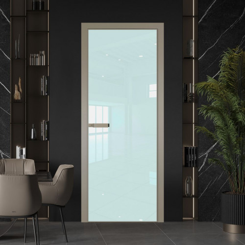Межкомнатная дверь ProfilDoors 1 AGN стекло Lacobel Белый лак профиль Никель матовый короб с наличником