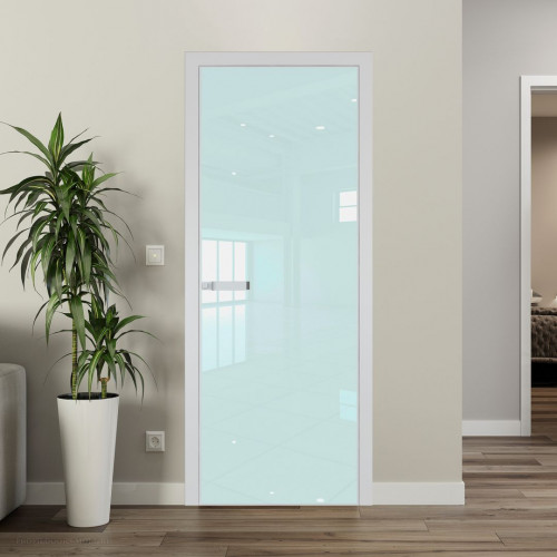 Межкомнатная дверь ProfilDoors 1 AGN стекло Lacobel Белый лак профиль Вайт короб с наличником