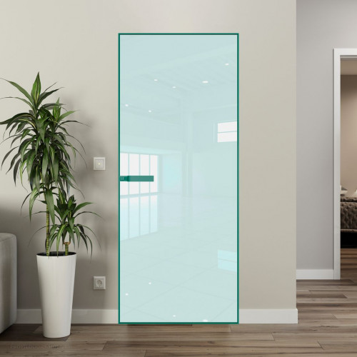 Межкомнатная дверь ProfilDoors 1 AGN стекло Lacobel Белый лак профиль Зеленый воск короб без наличника