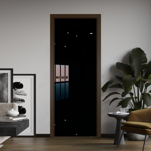 Межкомнатная дверь ProfilDoors 1 AGN стекло Lacobel Черный лак профиль Деорэ короб с наличником