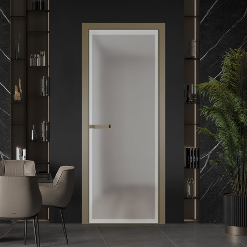 Межкомнатная дверь ProfilDoors 1 AGN стекло Матовое профиль Шампань короб с наличником
