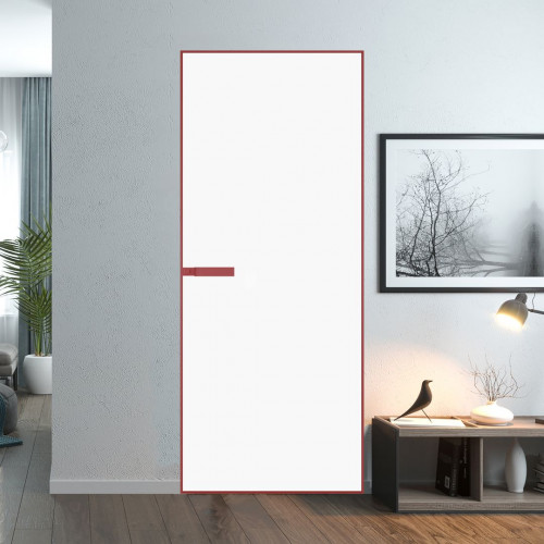 Межкомнатная дверь ProfilDoors 1 AGN стекло Монохром белый просветленный триплекс профиль Красный антрацит короб без наличника