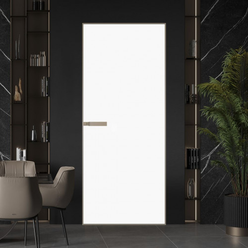 Межкомнатная дверь ProfilDoors 1 AGN стекло Монохром белый просветленный триплекс профиль Никель матовый короб без наличника