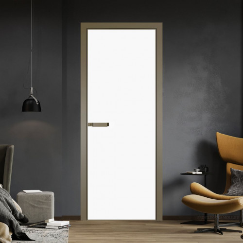 Межкомнатная дверь ProfilDoors 1 AGN стекло Монохром белый просветленный триплекс профиль Шампань короб с наличником