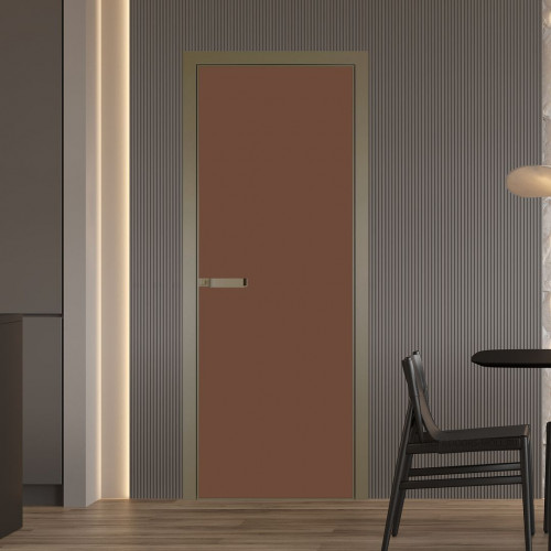 Межкомнатная дверь ProfilDoors 1 AGN стекло Монохром гляссе триплекс профиль Шампань короб с наличником