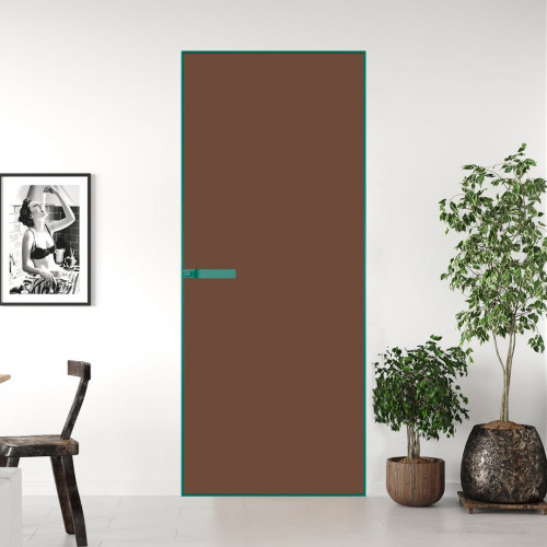 Межкомнатная дверь ProfilDoors 1 AGN стекло Монохром гляссе триплекс профиль Зеленый воск короб без наличника