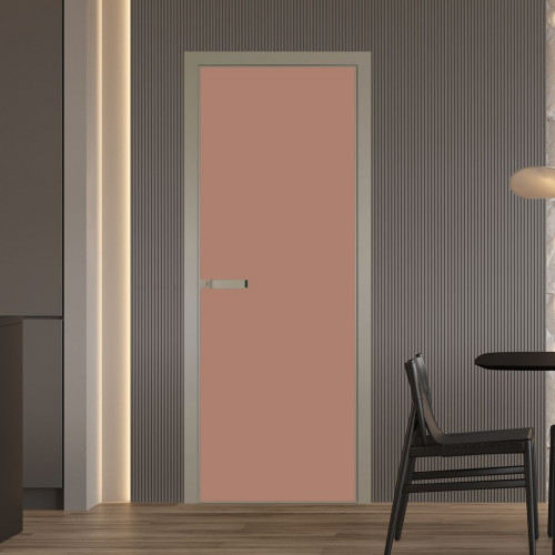 Межкомнатная дверь ProfilDoors 1 AGN стекло Монохром капучино триплекс профиль Никель матовый короб с наличником