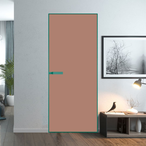 Межкомнатная дверь ProfilDoors 1 AGN стекло Монохром капучино триплекс профиль Зеленый воск короб без наличника