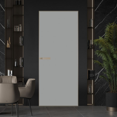 Межкомнатная дверь ProfilDoors 1 AGN стекло Монохром серый триплекс профиль Никель матовый короб без наличника