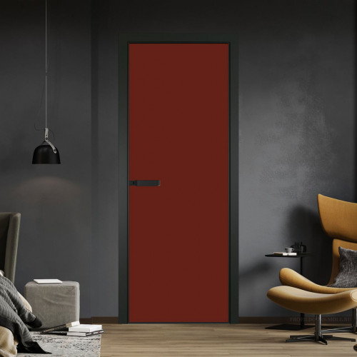 Межкомнатная дверь ProfilDoors 1 AGN стекло Монохром шоколад триплекс профиль Черный матовый короб с наличником