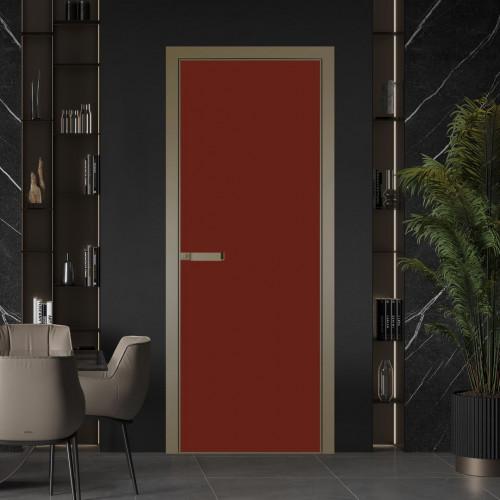 Межкомнатная дверь ProfilDoors 1 AGN стекло Монохром шоколад триплекс профиль Шампань короб с наличником