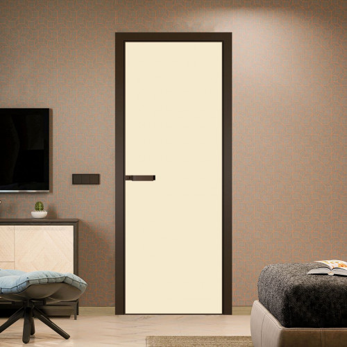 Межкомнатная дверь ProfilDoors 1 AGN стекло Монохром жемчуг триплекс профиль Деорэ короб с наличником