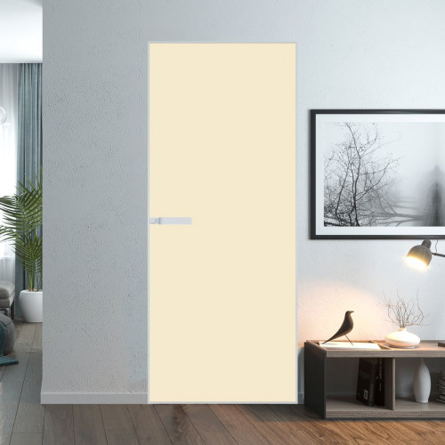 Межкомнатная дверь ProfilDoors 1 AGN стекло Монохром жемчуг триплекс профиль Вайт короб без наличника
