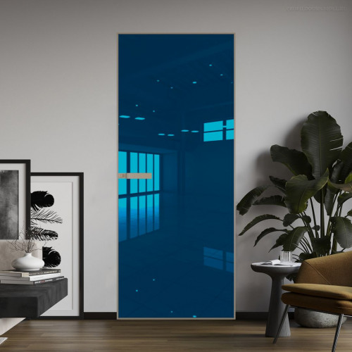 Межкомнатная дверь ProfilDoors 1 AGN стекло Зеркало Blue профиль Никель матовый короб без наличника