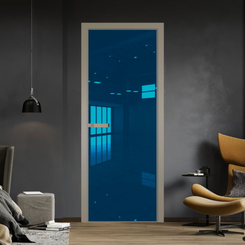Межкомнатная дверь ProfilDoors 1 AGN стекло Зеркало Blue профиль Никель матовый короб с наличником