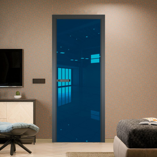 Межкомнатная дверь ProfilDoors 1 AGN стекло Зеркало Blue профиль Серая ночь короб с наличником